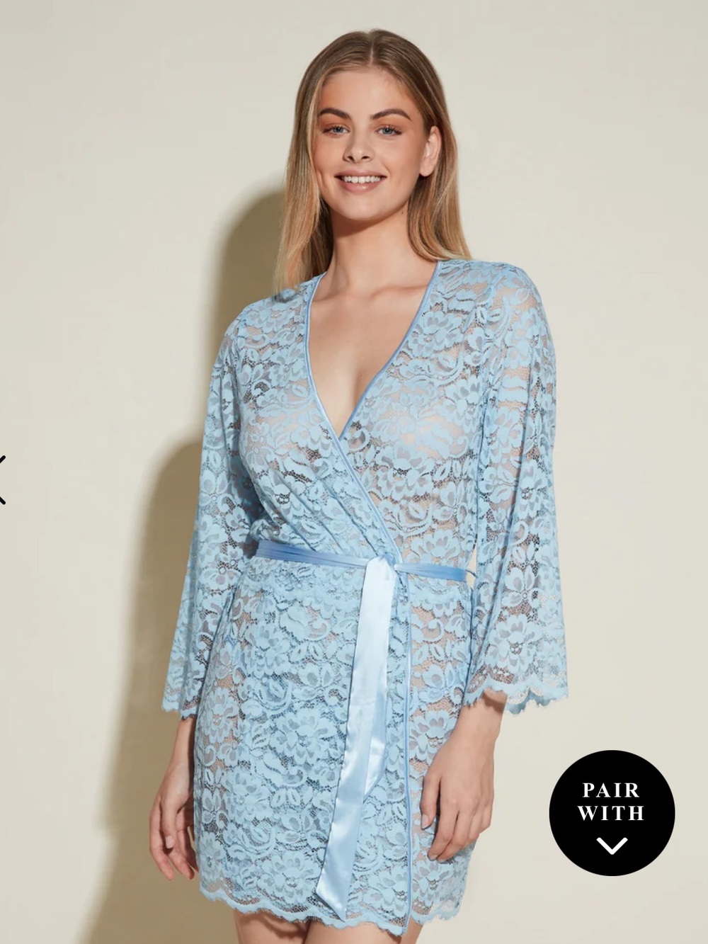 NWT/in poly bag Cosabella Magnolia Robe in Aasami Blue; Size Small